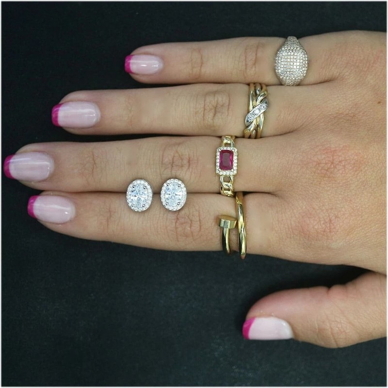 Oval Cut Halo Stud Earrings White Gold Plated Brass Swarovski Elements Crystal Jewelry For Women 2