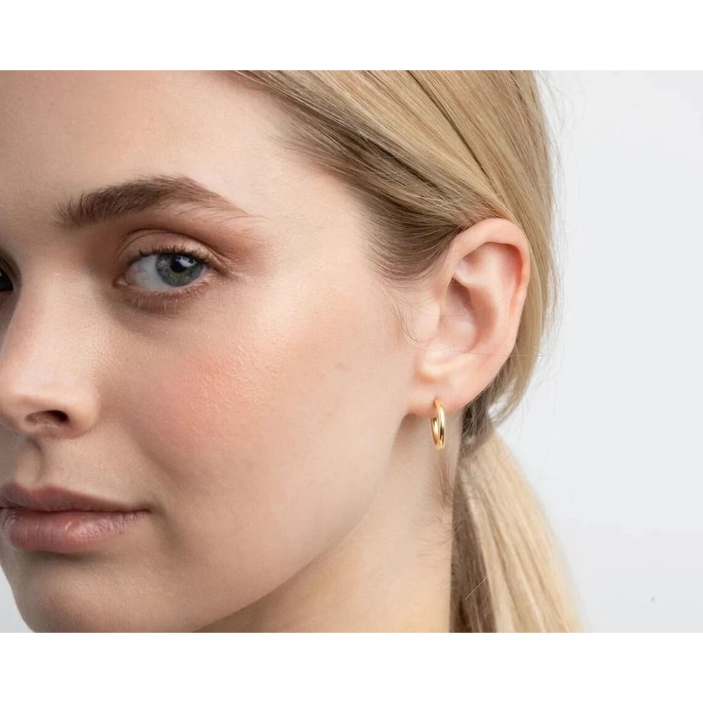 Sterling Silver Yellow Gold French Lock Hoop Earrings Hoop Stylish Earrings For Men And Women Perfe 2