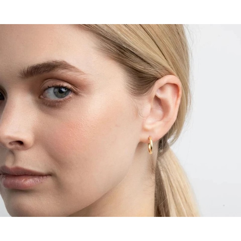 Sterling Silver Yellow Gold French Lock Hoop Earrings Hoop Stylish Earrings For Men And Women Perfe 2