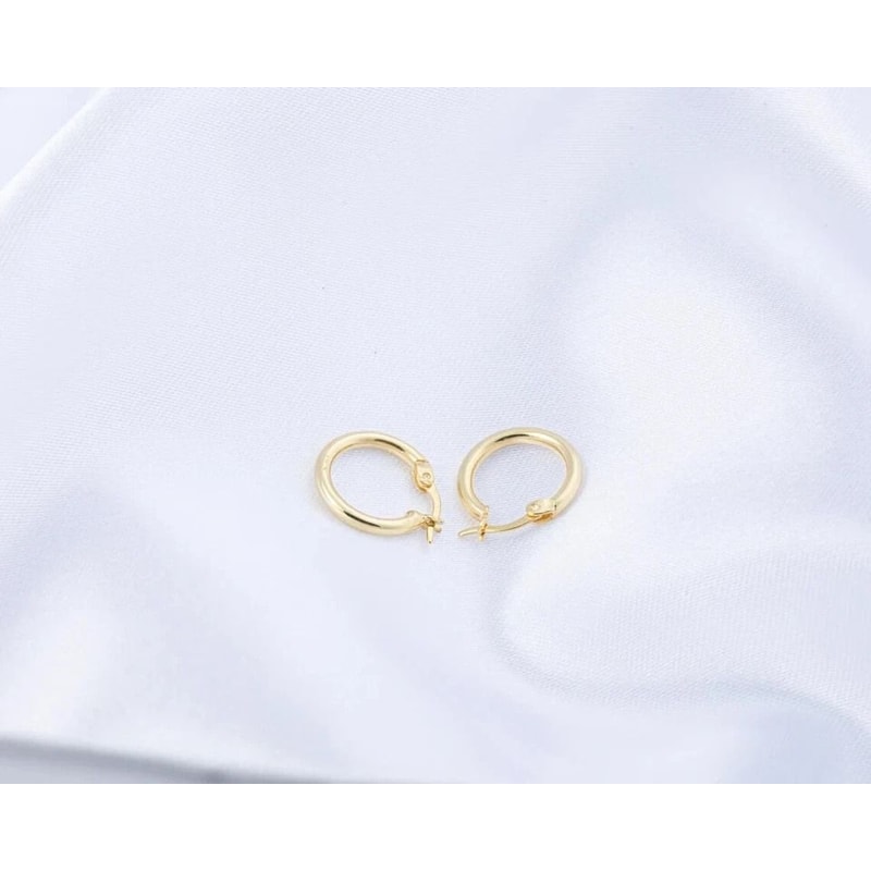 Sterling Silver Yellow Gold French Lock Hoop Earrings Hoop Stylish Earrings For Men And Women Perfe 3