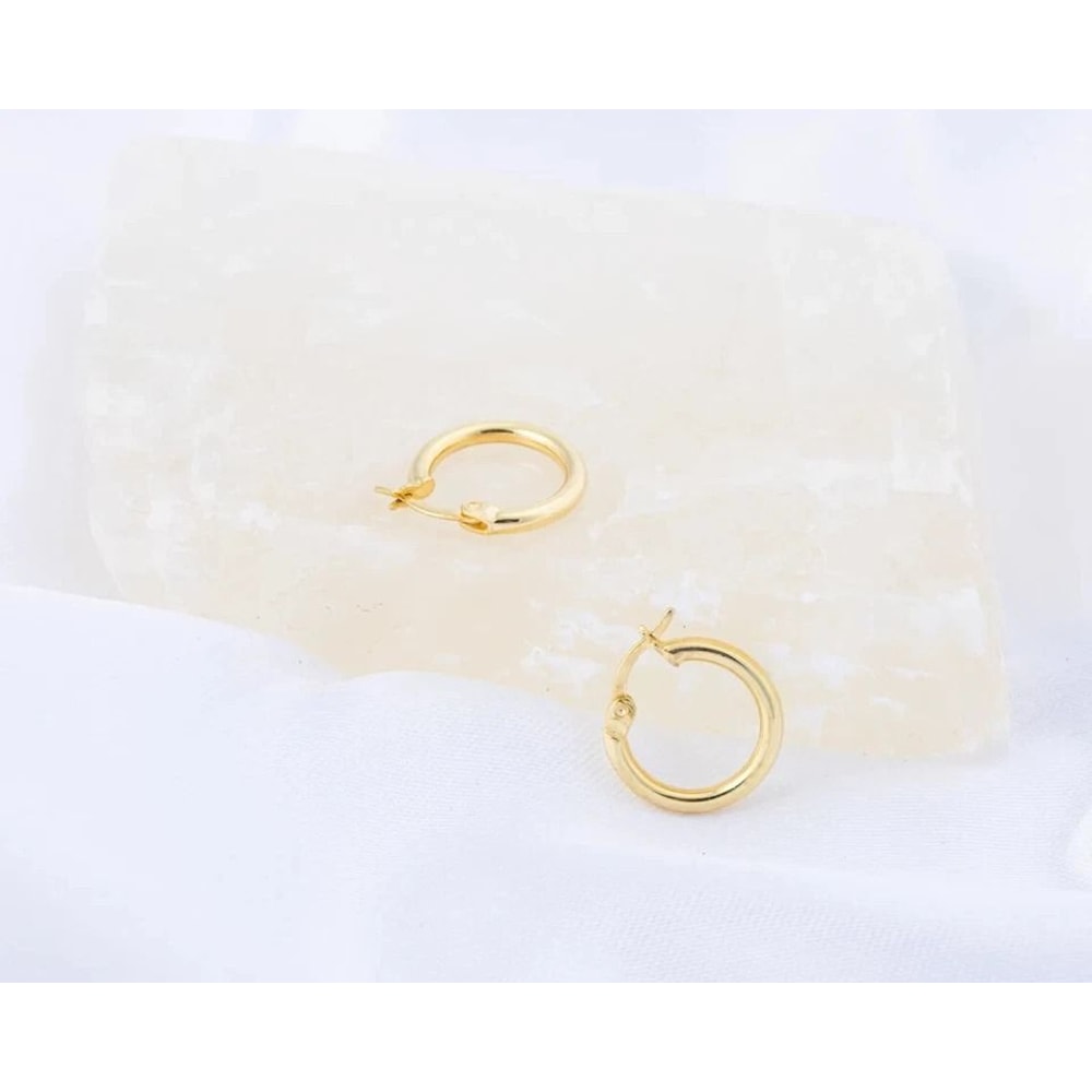 Sterling Silver Yellow Gold French Lock Hoop Earrings Hoop Stylish Earrings For Men And Women Perfe 6