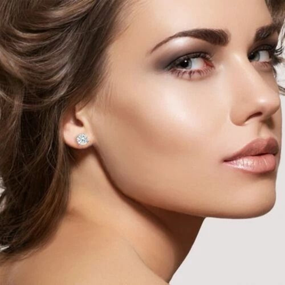 Sterling Silver CZ Stud Earrings For Men Women 6mm Round Post Studs Timeless Gift 1