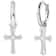 White Gold Plated CZ Cross Leverback Huggie Hoop Drop Earrings For Men Women Timeless Elegant Jew 3