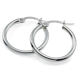 sterling silver french lock hoop earrings, stamped, unisex design