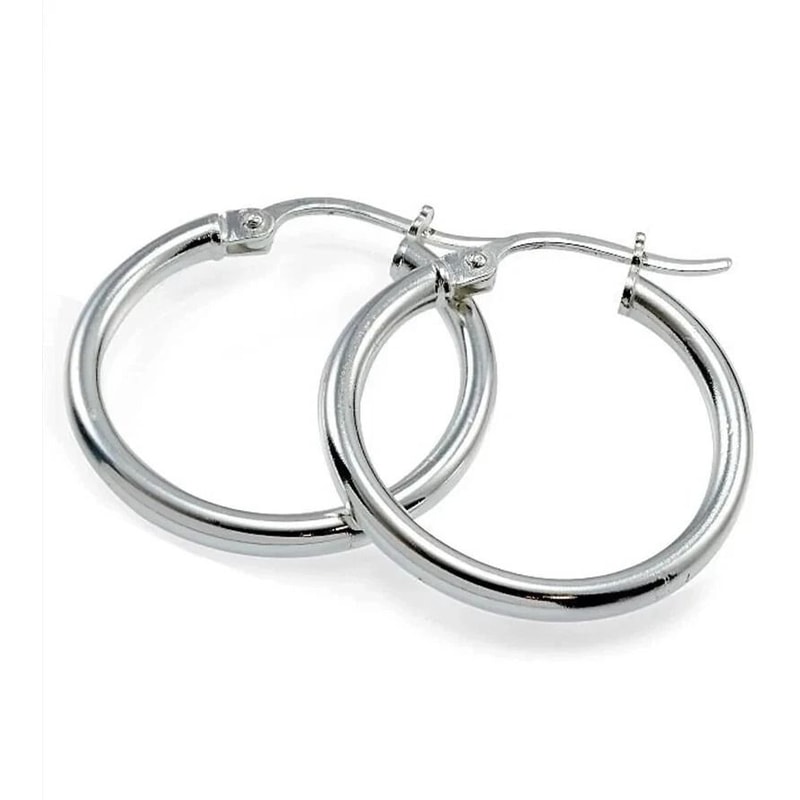 Sterling Silver French Lock Hoop Earrings Stamped Unisex Design 0