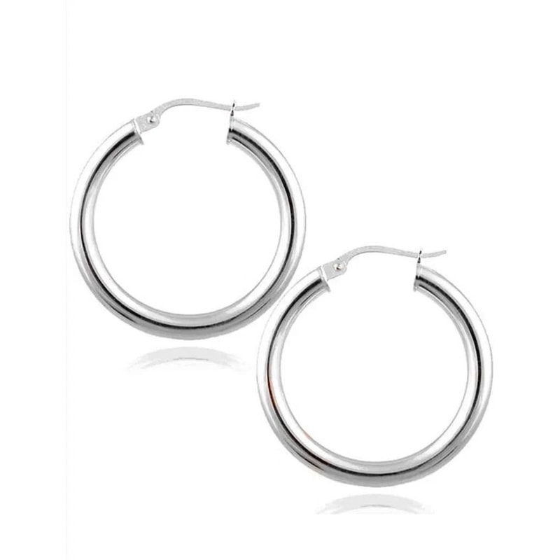 Sterling Silver French Lock Hoop Earrings Stamped Unisex Design 4