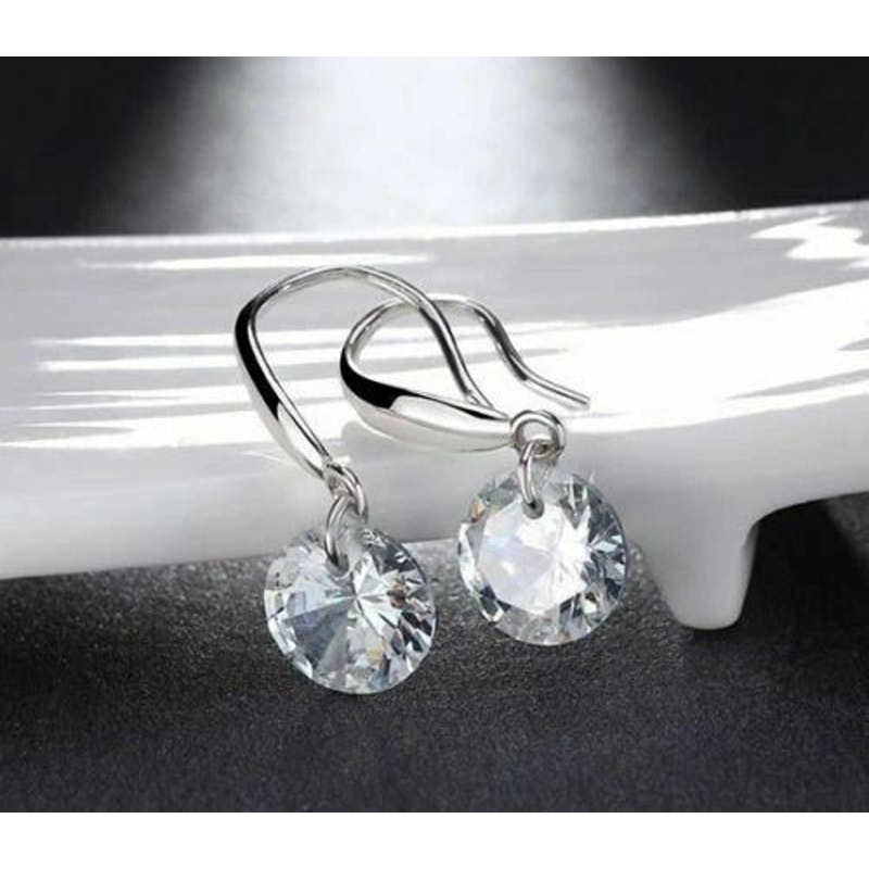 Gold Plated Earrings For Women White Gold CZ Crystal Drop Dangle Hypoallergenic Fish Hook Earrings 1