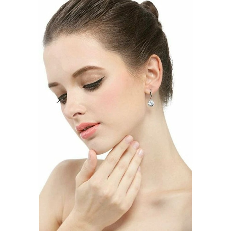 Gold Plated Earrings For Women White Gold CZ Crystal Drop Dangle Hypoallergenic Fish Hook Earrings 4