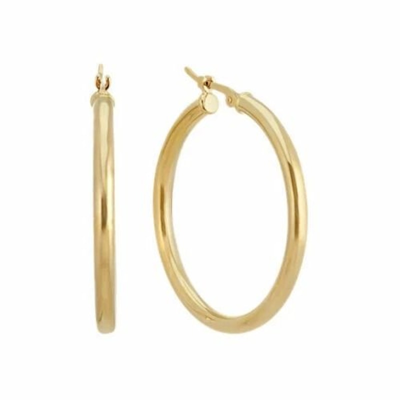 Gold Plated Sterling Silver Textured Hoop Earrings For Women 34mm Hinged French Lock Closure Hypoal 0