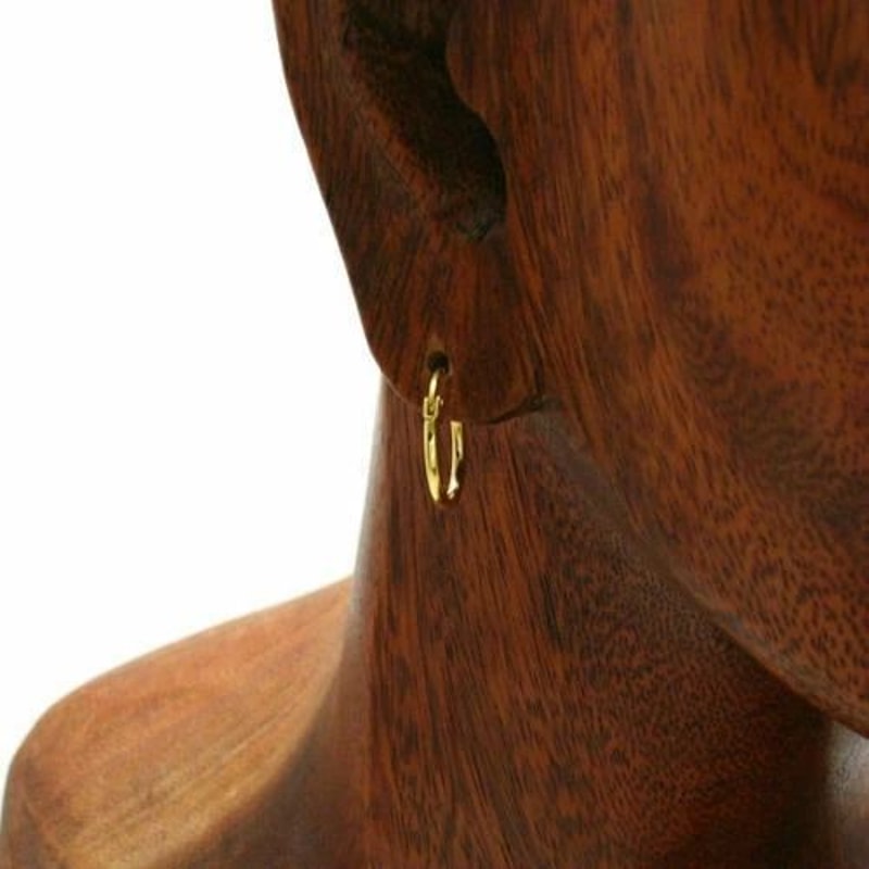 Gold Plated Sterling Silver Textured Hoop Earrings For Women 34mm Hinged French Lock Closure Hypoal 3