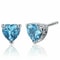 Sterling Silver HeartShaped Blue Topaz Stud Earrings Light Blue Cubic Zirconia Accents 0
