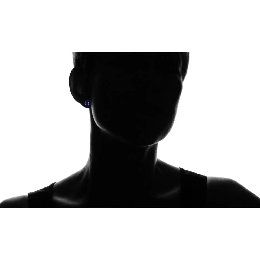 Sterling Silver CZ Stud Earrings Sapphire Oval Cut Clear 6mm Round Square 2