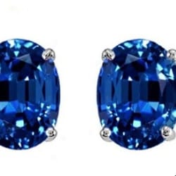 sterling silver cz stud earrings, sapphire oval cut, clear 6mm, round & square