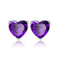Sterling Silver Heart CZ Shaped Stud EarringsAmethyst Cubic Zirconia Elegant Purple Amethyst Earrin 0