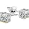 Sterling Silver Princess Cut Stud Earrings Cubic Zirconia Silver Round CZ Perfect Gift Set 1