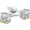 Sterling Silver Princess Cut Stud Earrings Cubic Zirconia Silver Round CZ Perfect Gift Set 1