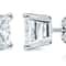 Sterling Silver Princess Cut Stud Earrings Cubic Zirconia Silver Round CZ Perfect Gift Set 2