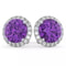 RoundCut Amethyst And White Topaz Halo Stud Earrings Stamped Sterling Silver Perfect Gift For May B 0