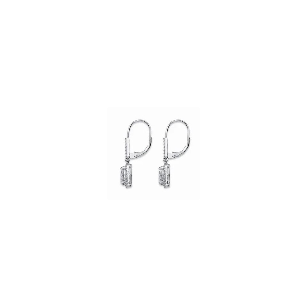 Cubic Zirconia Halo Drop Earrings For Women Sterling Silver PlatedTW Sparkling Silver CZ Earrings 2