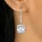 Cubic Zirconia Halo Drop Earrings For Women Sterling Silver PlatedTW Sparkling Silver CZ Earrings 3