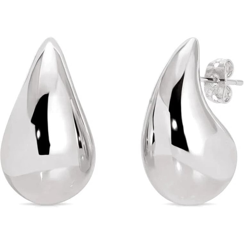 Sterling Silver Chunky Teardrop Hoop Earrings Silver Butterfly Push Back Perfect Gift For Women Gi 0