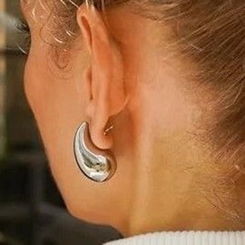 Sterling Silver Chunky Teardrop Hoop Earrings Silver Butterfly Push Back Perfect Gift For Women Gi 3