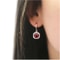 Sterling Silver Lab Created Ruby Drop Earrings Princess Cut Halo Leverback Dangle Jewelry Gift For 1