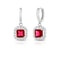 Sterling Silver Lab Created Ruby Drop Earrings Princess Cut Halo Leverback Dangle Jewelry Gift For 0