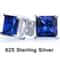Sterling Silver Princess Cut Sapphire Earrings Womens Cubic Zirconia Studs Clear CZ Sapphire Stud E 3