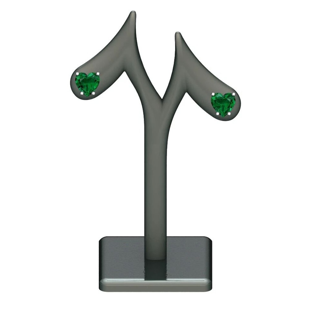 Emerald Heart Cut CZ Stud Earrings Solid Sterling Silver Total Carat Weight Butterfly Post Back Eye 4