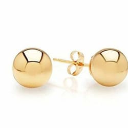 sterling silver ball stud earrings, gold plated ball studs, gold plated studs, butterfly fastening