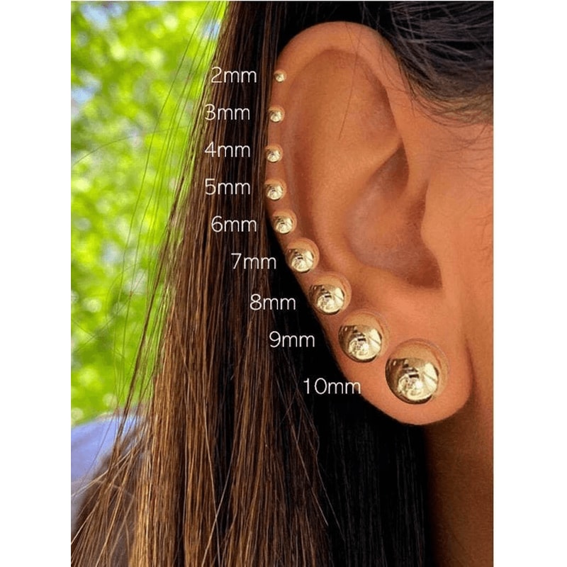 Sterling Silver Ball Stud Earrings Gold Plated Ball Studs Gold Plated Studs Butterfly Fastening 5