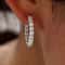 Inside Out White Gold Plated Round Hoop Earrings With Cubic Zirconia Hypoallergenic Elegant Design 1