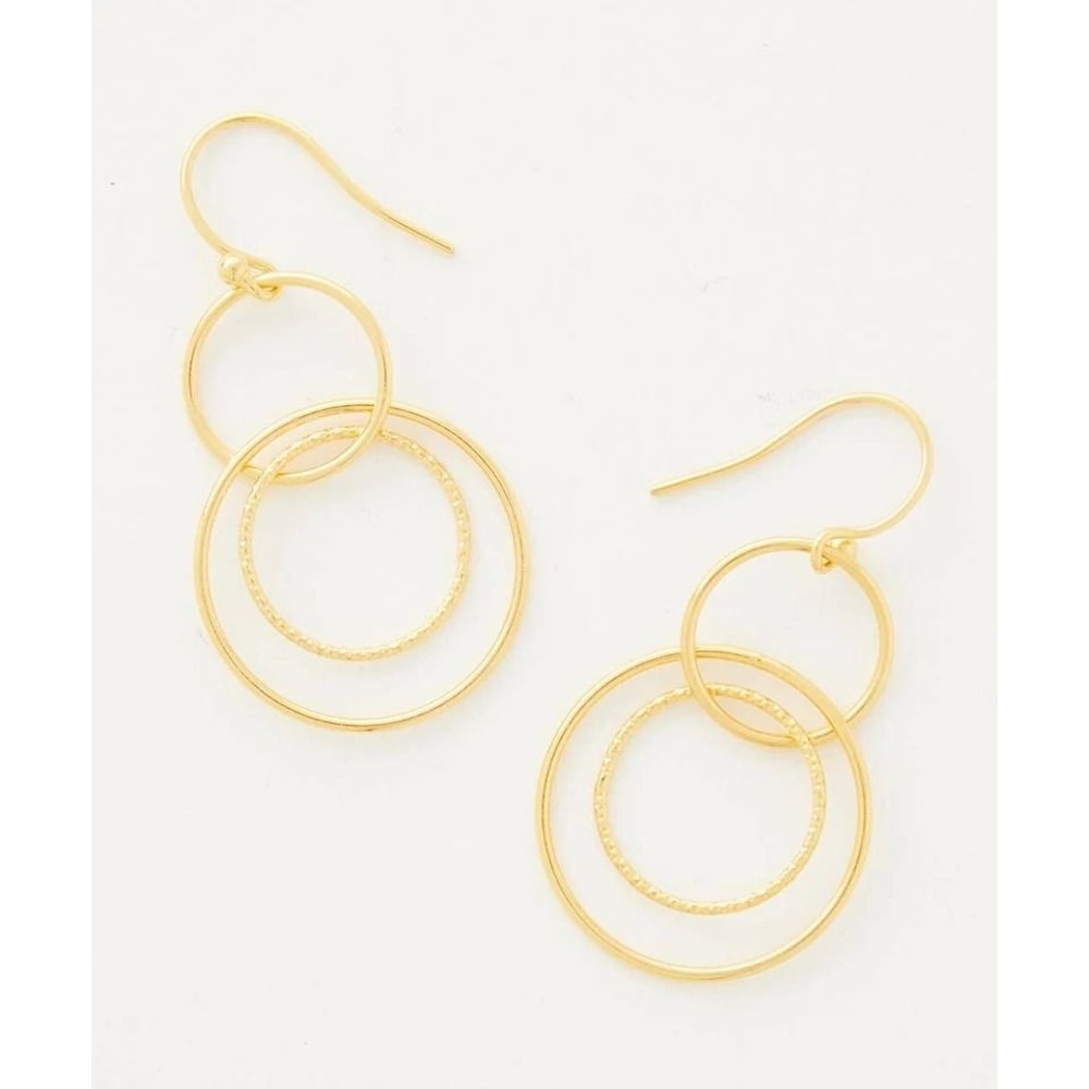 Sterling Silver Gold Drop Dangle Earrings Layer Round Hoop Hook Elegant Womens Jewelry 2