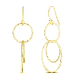 sterling silver gold drop dangle earrings, layer round hoop hook, elegant women's jewelry