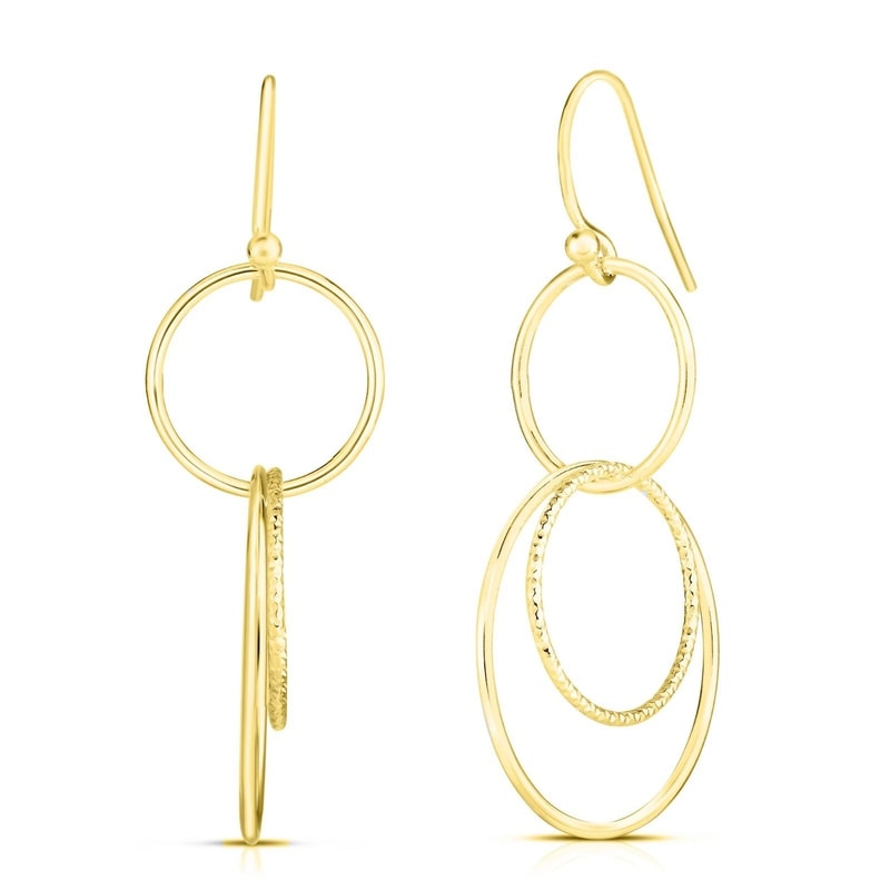 Sterling Silver Gold Drop Dangle Earrings Layer Round Hoop Hook Elegant Womens Jewelry 0