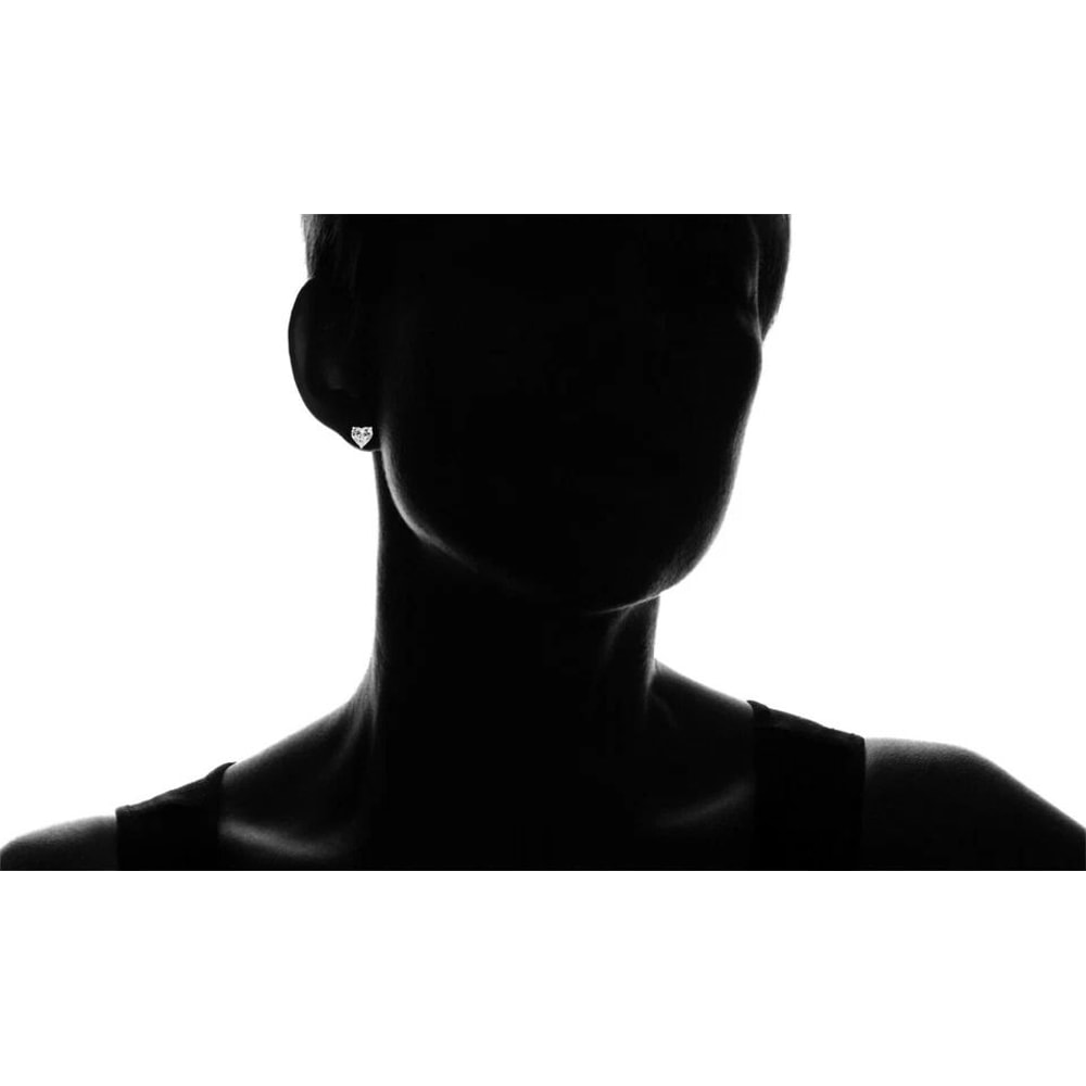 Sterling Silver HEART Shaped Stud Earrings Cubic Zirconia 5mm Silver Round CZ Sparkling Jewelry Gif 2