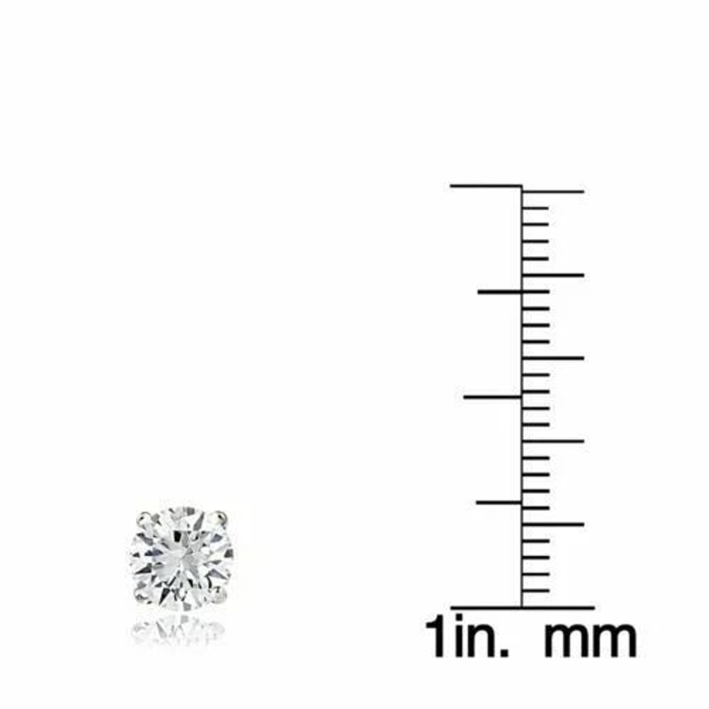 Sterling Silver Cubic Zirconia Stud Earrings Round Shaped CZ Earring Set Silver Round CZ 3