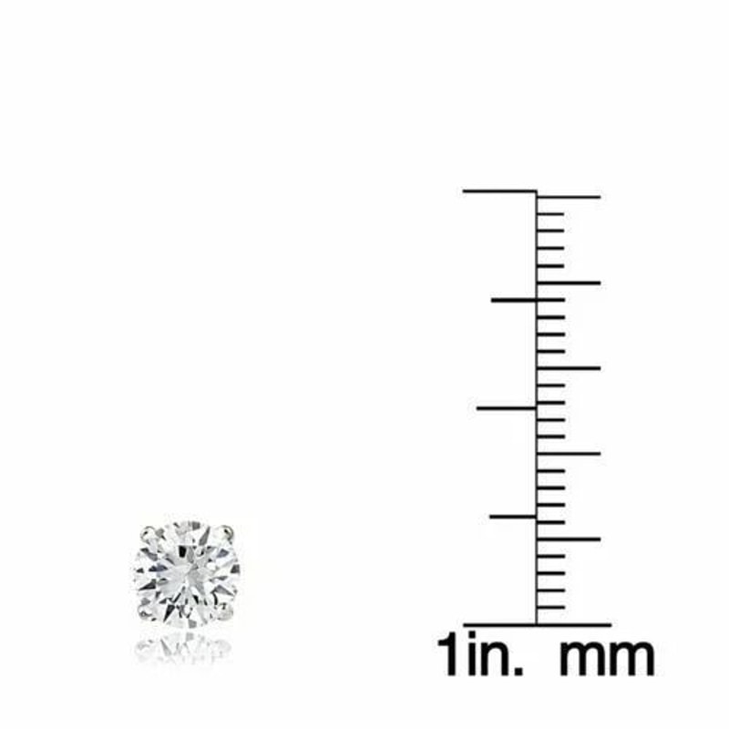 Sterling Silver Cubic Zirconia Stud Earrings Round Shaped CZ Earring Set Silver Round CZ 3