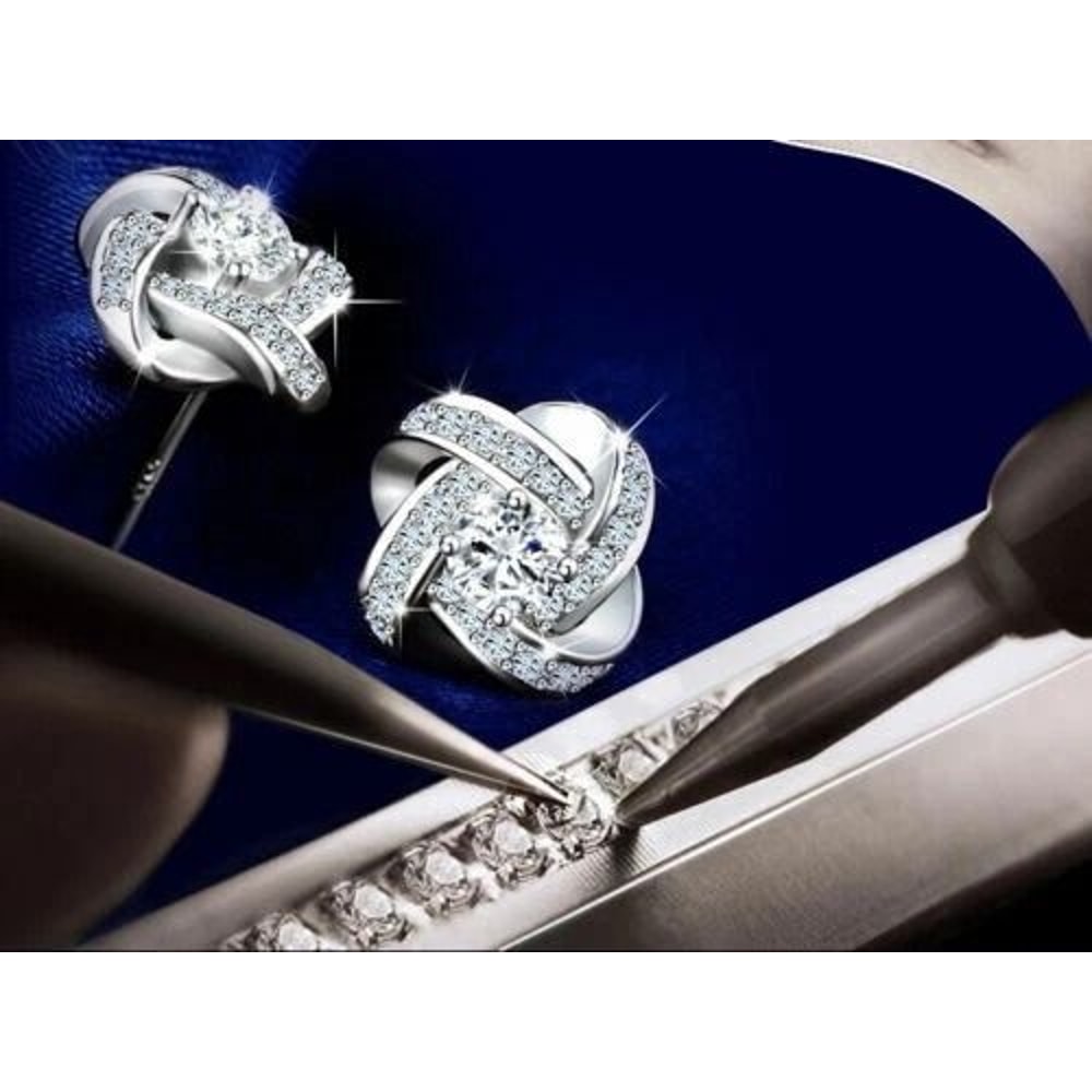 Love Forever Elegant Crystal Sterling Silver Women Jewelry Ear Stud Earrings 1