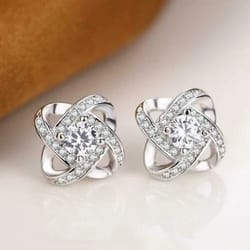 love forever elegant crystal, sterling silver women jewelry, ear stud earrings