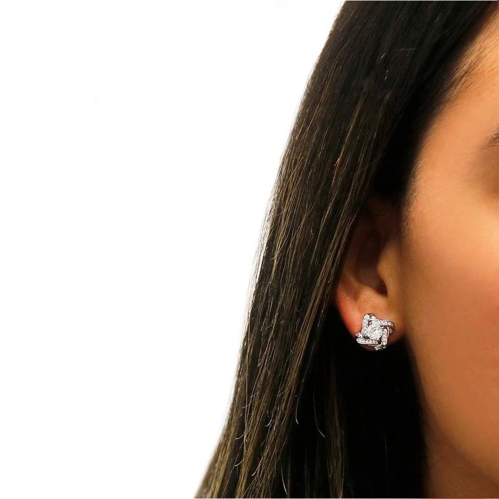 Love Forever Elegant Crystal Sterling Silver Women Jewelry Ear Stud Earrings 3