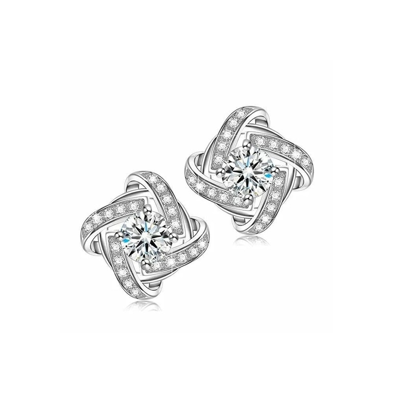 Love Forever Elegant Crystal Sterling Silver Women Jewelry Ear Stud Earrings 5