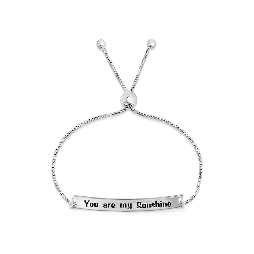 Adjustable Bolo Bracelet You Are My Sunshine Engraved Solid Sterling Silver Jewelry Gift 1