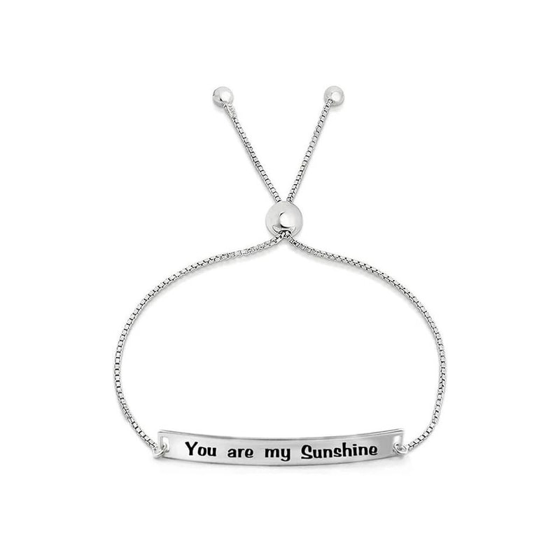 Adjustable Bolo Bracelet You Are My Sunshine Engraved Solid Sterling Silver Jewelry Gift 1