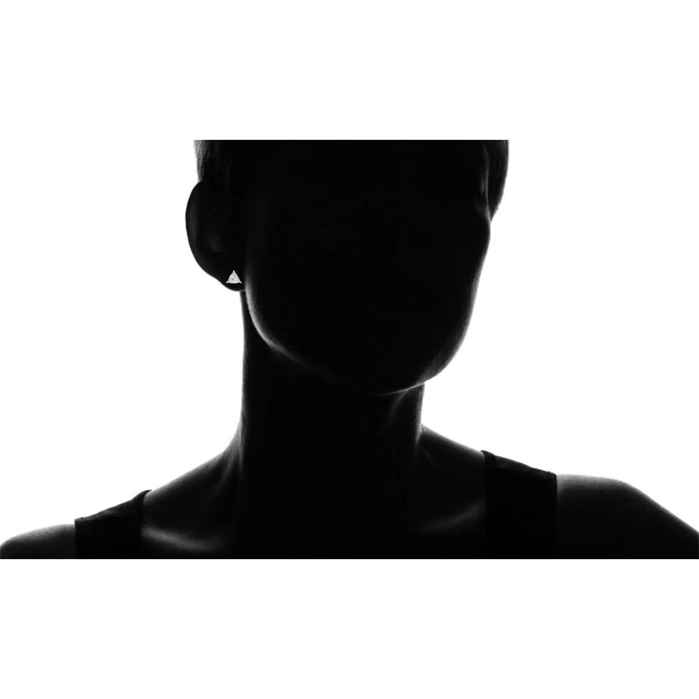 Sterling Silver Triangle Stud Earrings Mens Womens CZ Earrings 6mm Triangle Studs For Everyday Wear 4