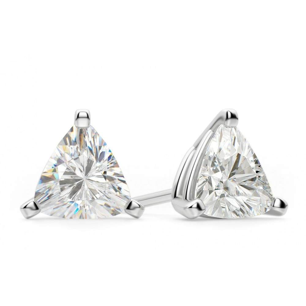 Sterling Silver Triangle Stud Earrings Mens Womens CZ Earrings 6mm Triangle Studs For Everyday Wear 0