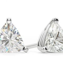 sterling silver triangle stud earrings, men's women's cz earrings, 6mm triangle studs for everyday wear