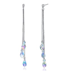 elegant white gold plated aurora borealis teardrop cut crystal drop earrings, lightweight and hypoallergenic