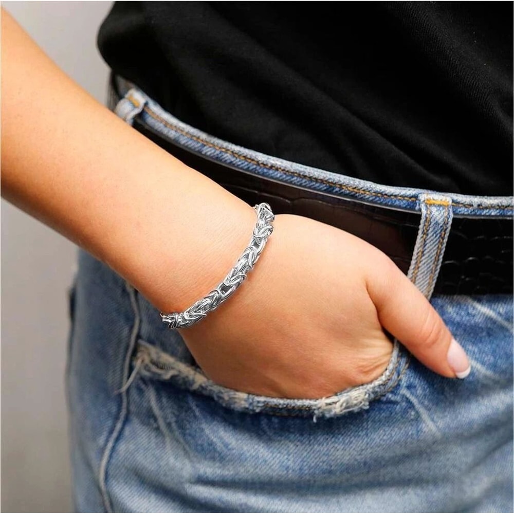 Sterling Silver Adjustable Byzantine Chain Bolo Bracelet For Women Perfect Gift Adjustable 1